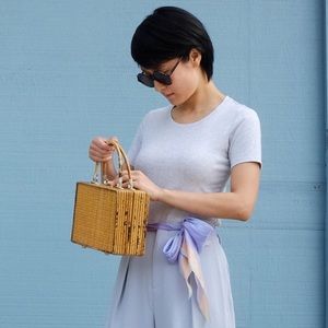 Vintage 1960s wicker bamboo purse